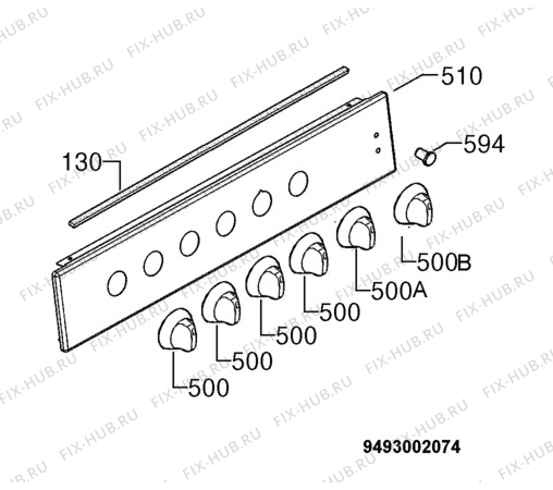 Взрыв-схема плиты (духовки) Electrolux EKC60005W - Схема узла Command panel 037