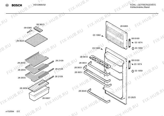 Схема №3 KSV2800 с изображением Решетка для холодильной камеры Bosch 00280623