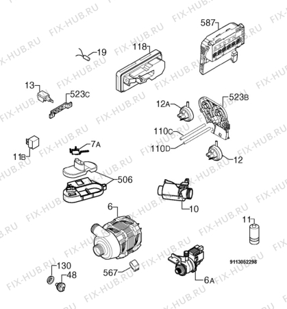 Взрыв-схема посудомоечной машины Privileg 00513516_11382 - Схема узла Electrical equipment 268