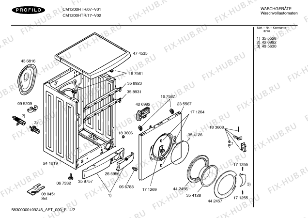 Взрыв-схема стиральной машины Profilo CM1200HTR Profilo CM1200H - Схема узла 02