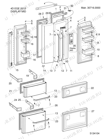 Взрыв-схема холодильника Hotpoint FFU4DG1XMTZ (F155565) - Схема узла