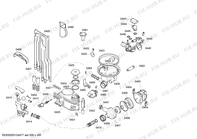Взрыв-схема посудомоечной машины Bosch SGU84M02 Exclusiv - Схема узла 04
