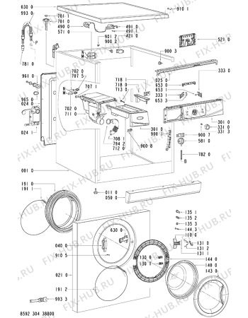 Схема №1 AWO/D 4310 с изображением Обшивка для стиралки Whirlpool 481245310414