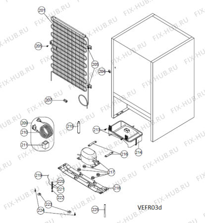 Взрыв-схема холодильника Privileg PRCIF 154 A++ - Схема узла
