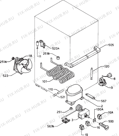 Взрыв-схема холодильника Etna 5304E/E00 - Схема узла Cooling system 017