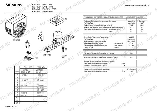 Взрыв-схема холодильника Siemens KS43V01IE - Схема узла 02