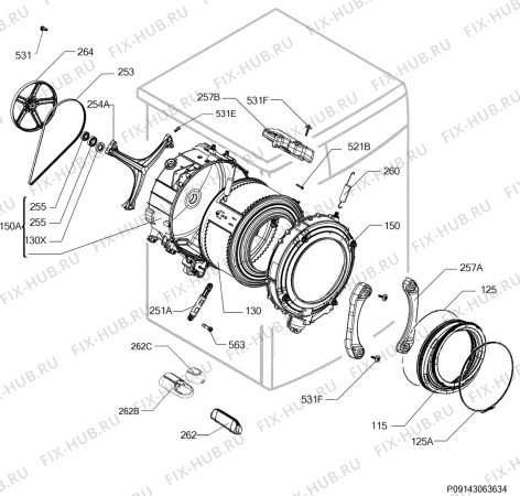 Взрыв-схема стиральной машины Faure FWG1122P - Схема узла Functional parts 267