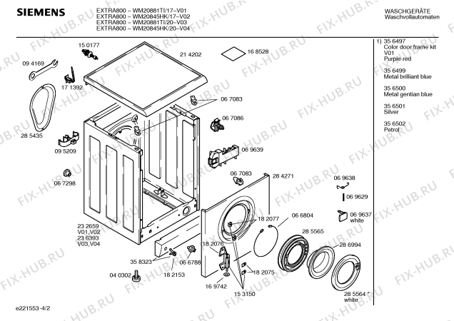 Взрыв-схема стиральной машины Siemens WM20845HK EXTRA 800 - Схема узла 02