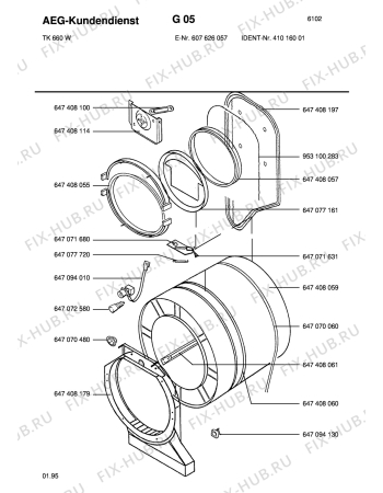 Взрыв-схема стиральной машины Blomberg TK 660-W 410,160,01 - Схема узла Section2