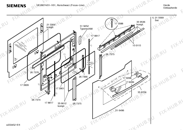 Схема №5 HE28074 с изображением Инструкция по эксплуатации для плиты (духовки) Siemens 00526998