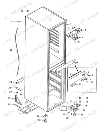 Взрыв-схема холодильника Zanussi ZF56/46GE - Схема узла Cabinet + furniture (extra)