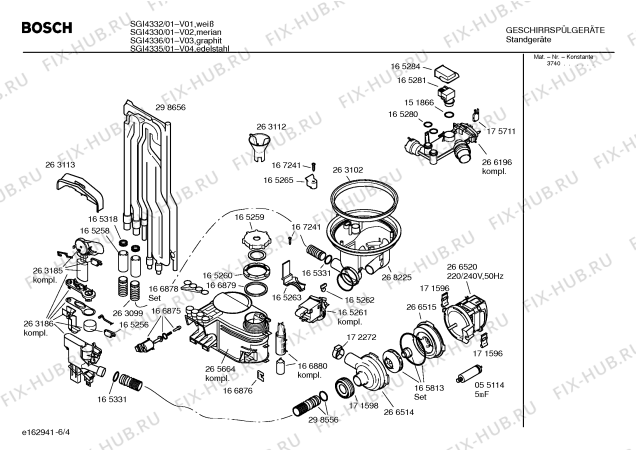 Схема №5 SGI4332 с изображением Инструкция по эксплуатации Gaggenau для электропосудомоечной машины Bosch 00580254