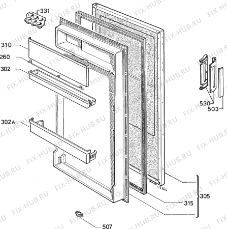 Взрыв-схема холодильника Electrolux ER2021C - Схема узла Door 003