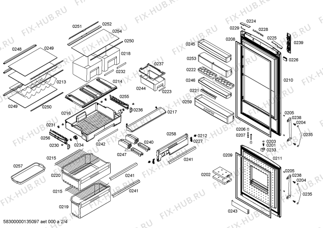Схема №3 KG49NA00 с изображением Дверь для холодильной камеры Siemens 00245801