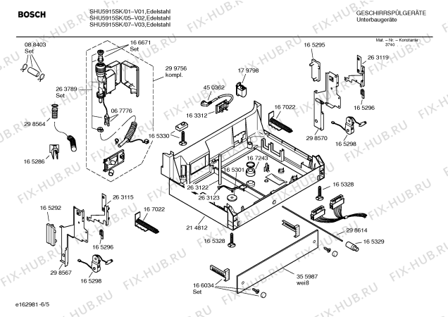 Взрыв-схема посудомоечной машины Bosch SHU5915SK Mixx - Схема узла 05