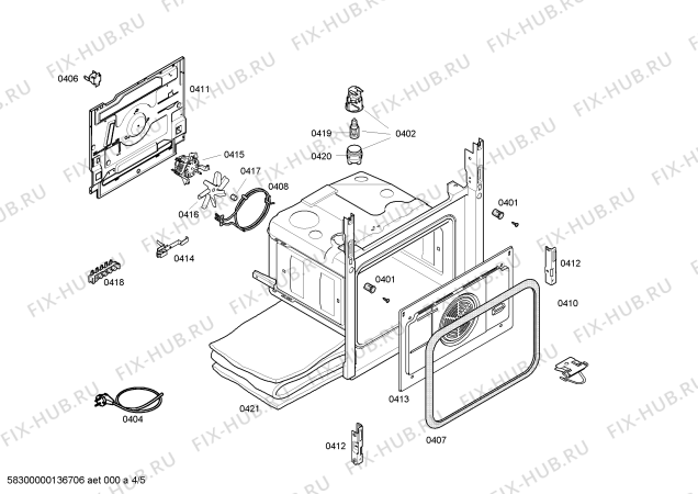 Взрыв-схема плиты (духовки) Siemens HM525211T - Схема узла 04