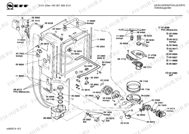 Взрыв-схема посудомоечной машины Neff 195307260 5121.25IW - Схема узла 02
