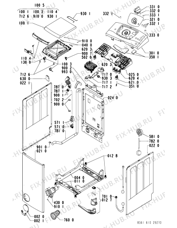 Схема №2 AWA 6107 с изображением Декоративная панель для стиралки Whirlpool 481245212198