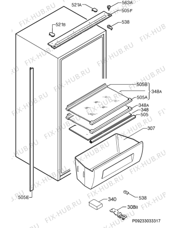 Схема №1 FI221/2T с изображением Рамка для холодильника Zanussi 2231125010