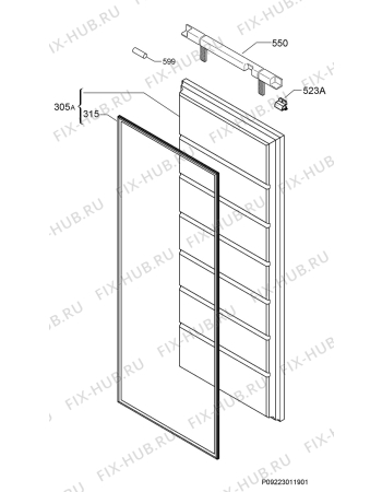 Взрыв-схема холодильника Electrolux IG123020N - Схема узла Door 003