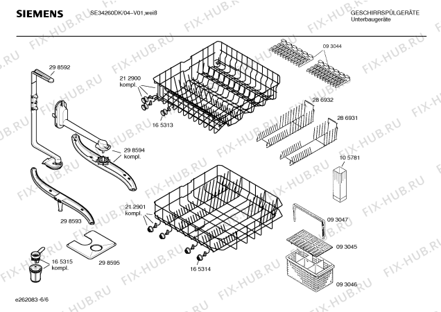 Взрыв-схема посудомоечной машины Siemens SE34260DK - Схема узла 06