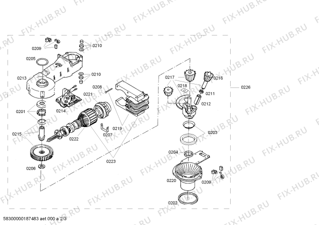 Взрыв-схема кухонного комбайна Bosch MUM4807GB - Схема узла 02