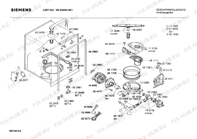 Взрыв-схема посудомоечной машины Siemens SN452054 - Схема узла 02