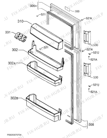 Взрыв-схема холодильника Aeg RDB72321AX - Схема узла Door 003
