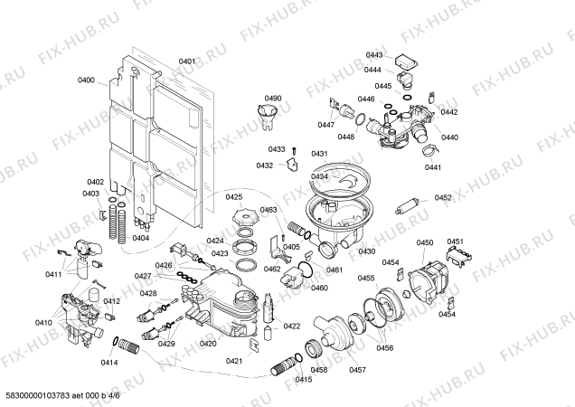 Взрыв-схема посудомоечной машины Bosch SGV47T03EU - Схема узла 04