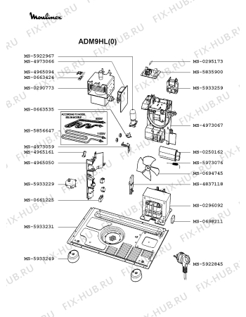 Взрыв-схема микроволновой печи Moulinex ADM9HL(0) - Схема узла QP002061.8P3