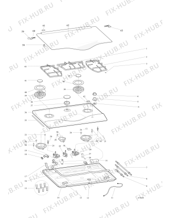 Схема №1 PH930MSTIX (F070662) с изображением Поверхность для плиты (духовки) Indesit C00279056