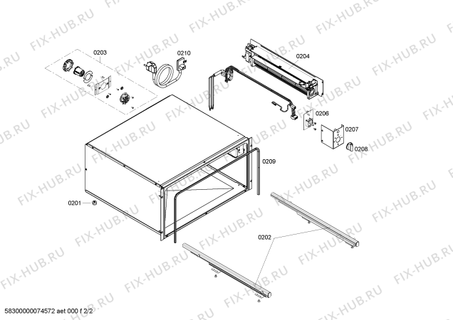 Взрыв-схема плиты (духовки) Bosch HSC290670B - Схема узла 02