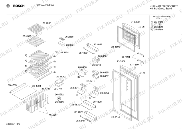 Взрыв-схема холодильника Bosch KSV4400NE - Схема узла 02