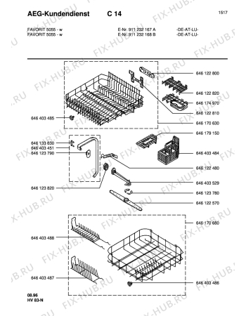 Взрыв-схема посудомоечной машины Aeg FAV5055-W - Схема узла Baskets, tubes 061
