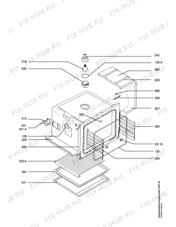 Взрыв-схема плиты (духовки) Aeg B81005-P - Схема узла Section1
