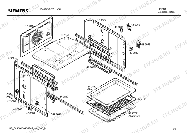 Взрыв-схема плиты (духовки) Siemens HB43T240E Horno siemens indp.multf.blanc.reloj ec3 - Схема узла 05