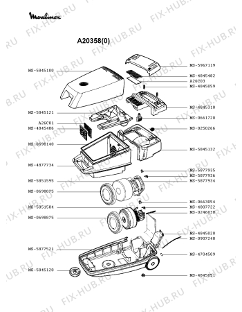 Взрыв-схема пылесоса Moulinex A20358(0) - Схема узла JP002309.5P2