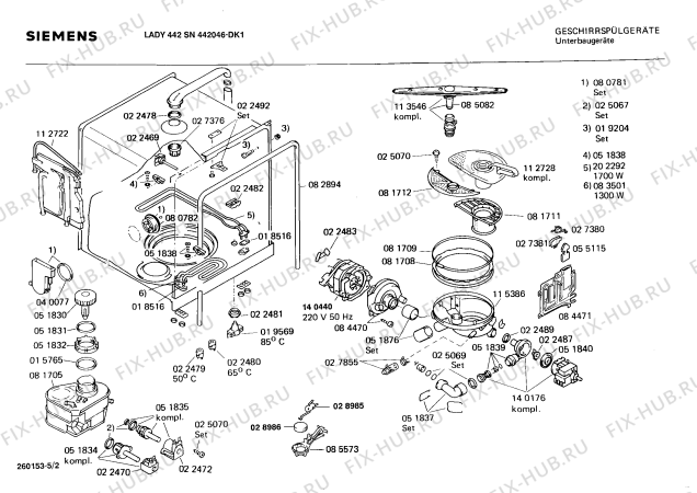 Взрыв-схема посудомоечной машины Siemens SN442046 - Схема узла 02