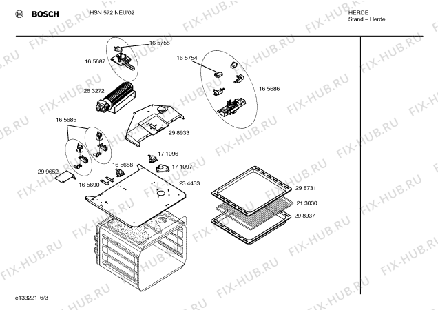 Взрыв-схема плиты (духовки) Bosch HSN572NEU - Схема узла 03