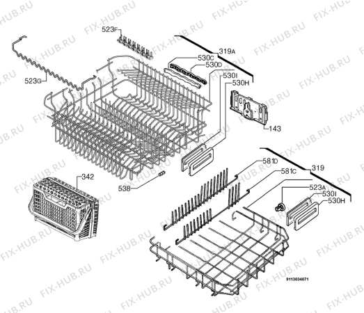 Взрыв-схема посудомоечной машины Rex Electrolux RSF66020S - Схема узла Basket 160