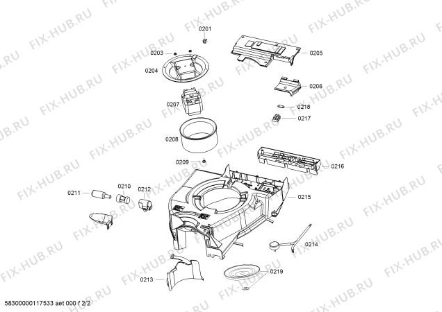 Взрыв-схема вытяжки Bosch DHU632CTR - Схема узла 02