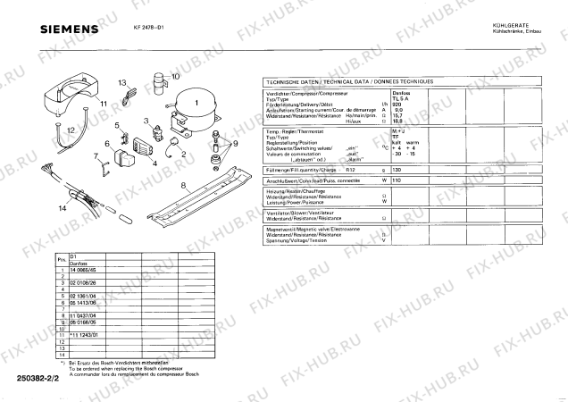 Взрыв-схема холодильника Siemens KF2478 - Схема узла 02