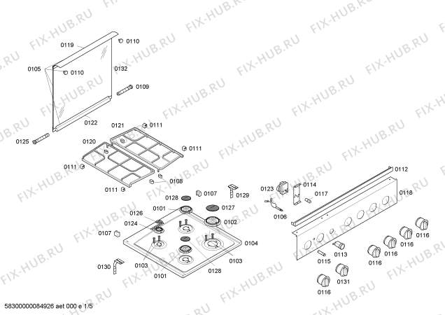 Схема №5 HSC14K24EH FOG P2 F/S I с изображением Дюза для духового шкафа Bosch 00417425