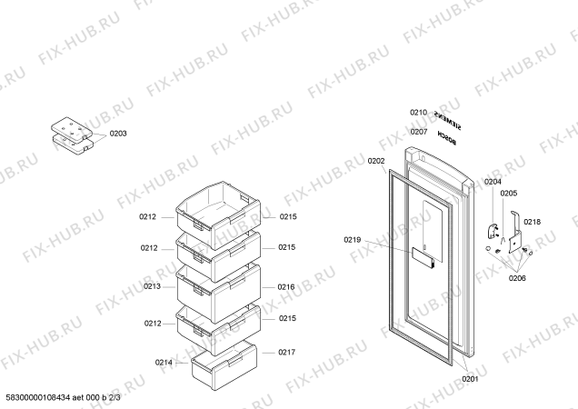 Взрыв-схема холодильника Bosch GSV22420 - Схема узла 02