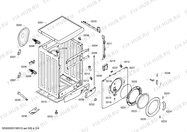 Взрыв-схема стиральной машины Bosch WAE24460SA - Схема узла 02