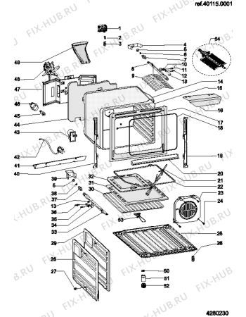Взрыв-схема плиты (духовки) Indesit K6G21SXR (F030898) - Схема узла