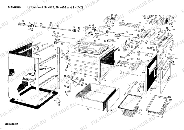 Схема №1 HL54 с изображением Нагревательный элемент для плиты (духовки) Siemens 00071049