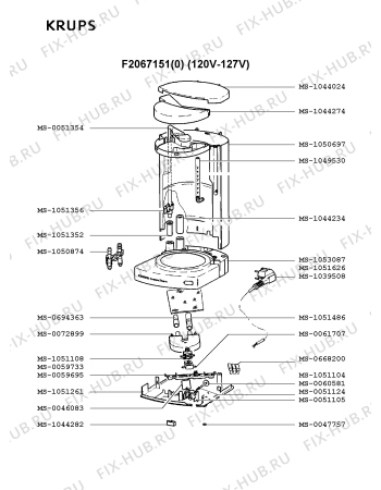 Взрыв-схема кофеварки (кофемашины) Krups F2067151(0) - Схема узла Q0000041.5Q2