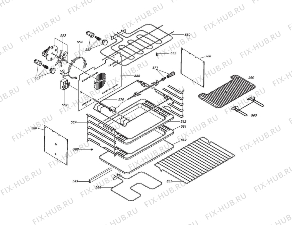Схема №2 DMFPS901 с изображением Основание для плиты (духовки) DELONGHI 1250000036