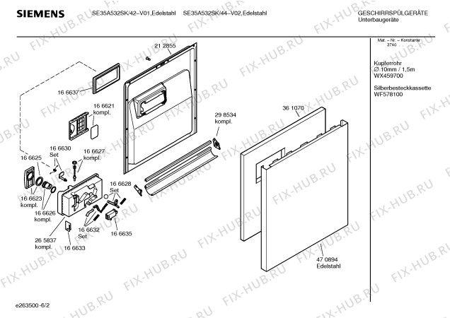 Взрыв-схема посудомоечной машины Siemens SE35A532SK - Схема узла 02